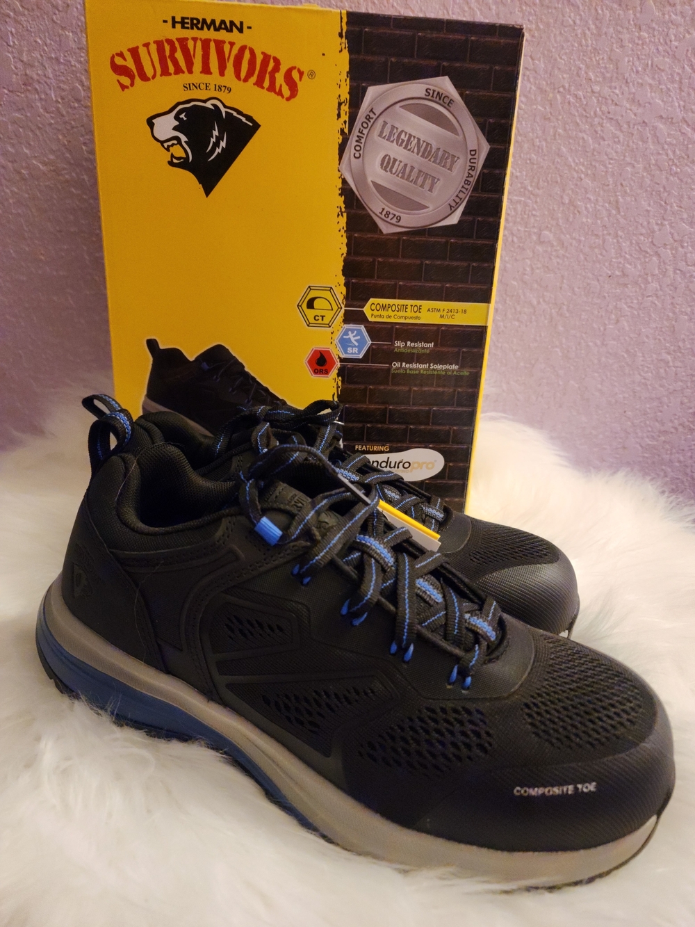 Men's Black Work Sneakers Herman Survivors Size 8
